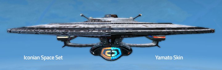 Comparison between the as-is Yamato skin, and the Iconian Set